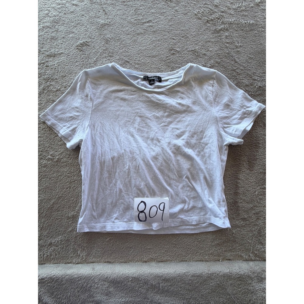 Ambiance Crop Top Womens Medium White Short Sleeve Crew Neck Tee